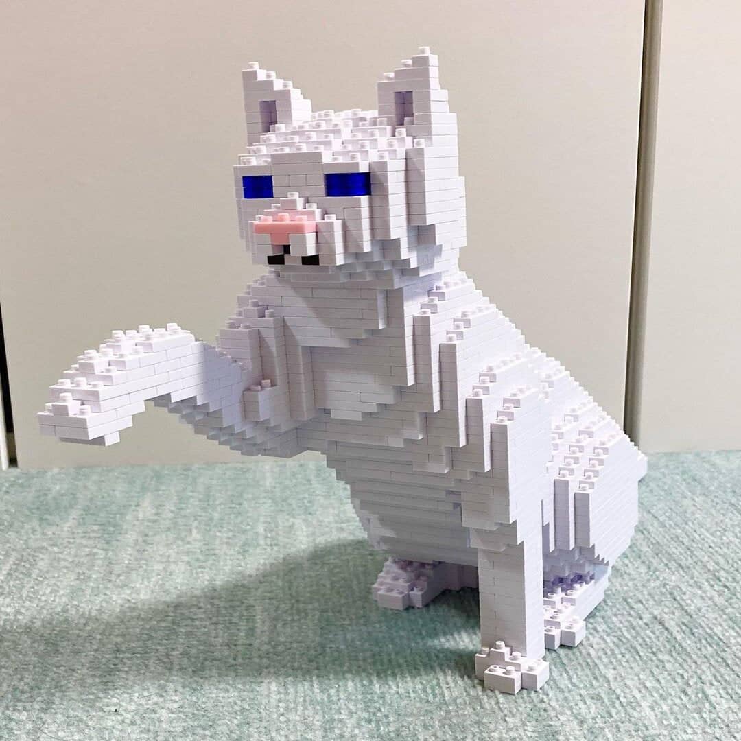 White Cats Building Kit Interlocking Blocks Pet Building Kit