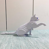 White Cats Building Kit Interlocking Blocks Pet Building Kit